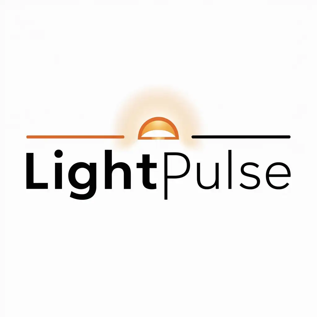 a logo design,with the text "LightPulse", main symbol:glowing lamp,Minimalistic,be used in Technology industry,clear background