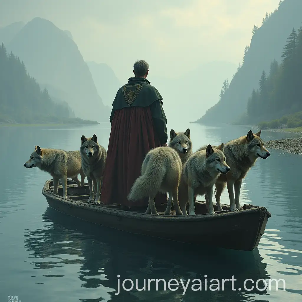 Ferry-Scene-with-a-Ferryman-Companion-and-Ten-Wolves