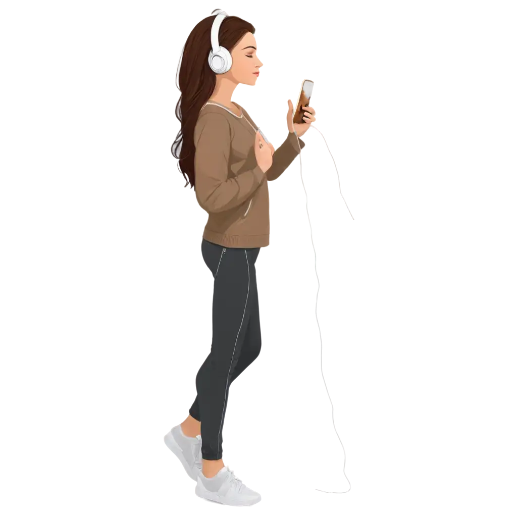 Profile-of-Girl-Listening-to-Music-on-Headphones-PNG-Illustration-for-Digital-Use