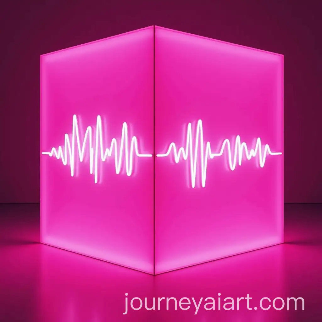 Neon-Style-Pink-Cube-Decoration-with-Sound-Wave-Theme