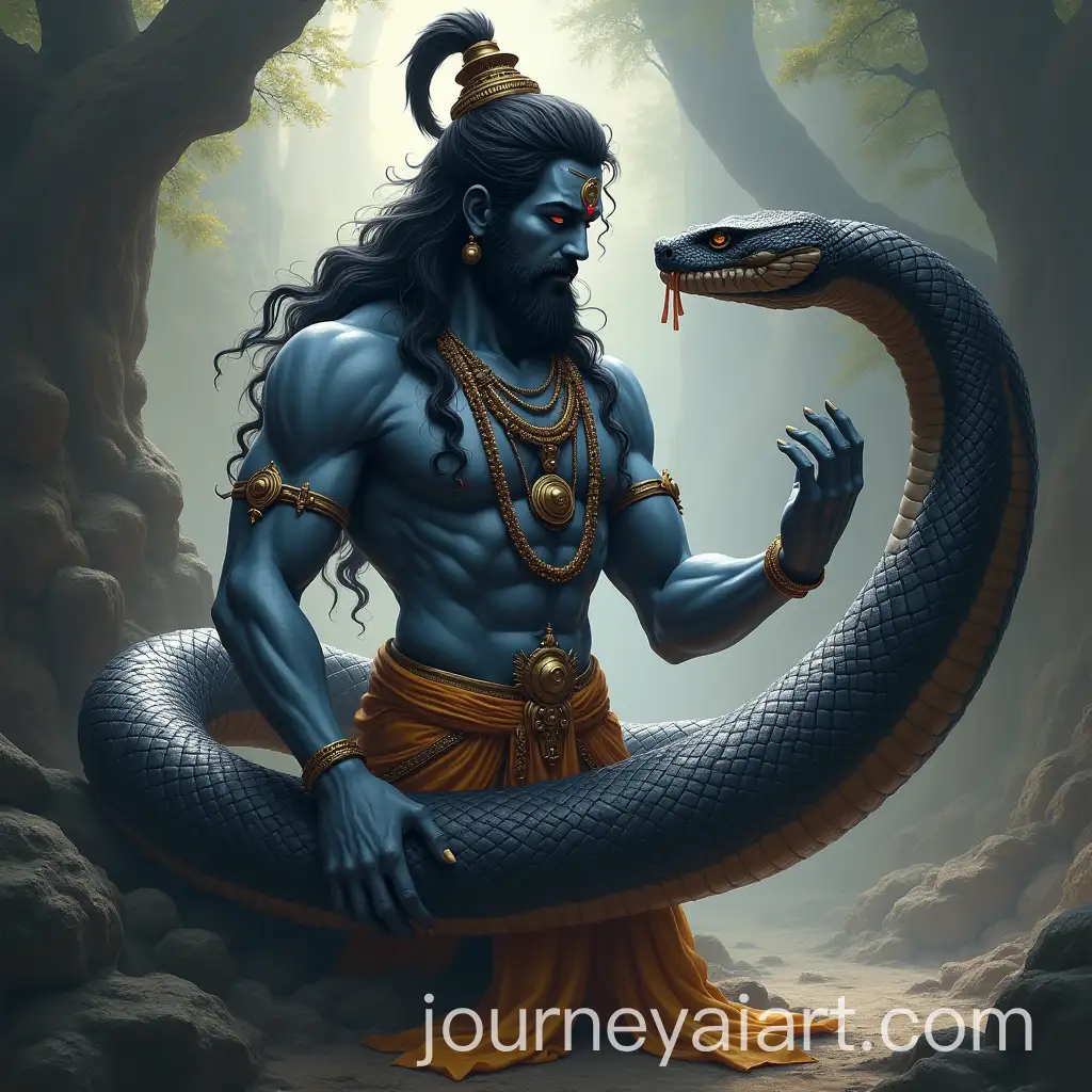 Lord-Mahadev-with-a-Black-Giant-Snake-in-a-Mythical-Setting