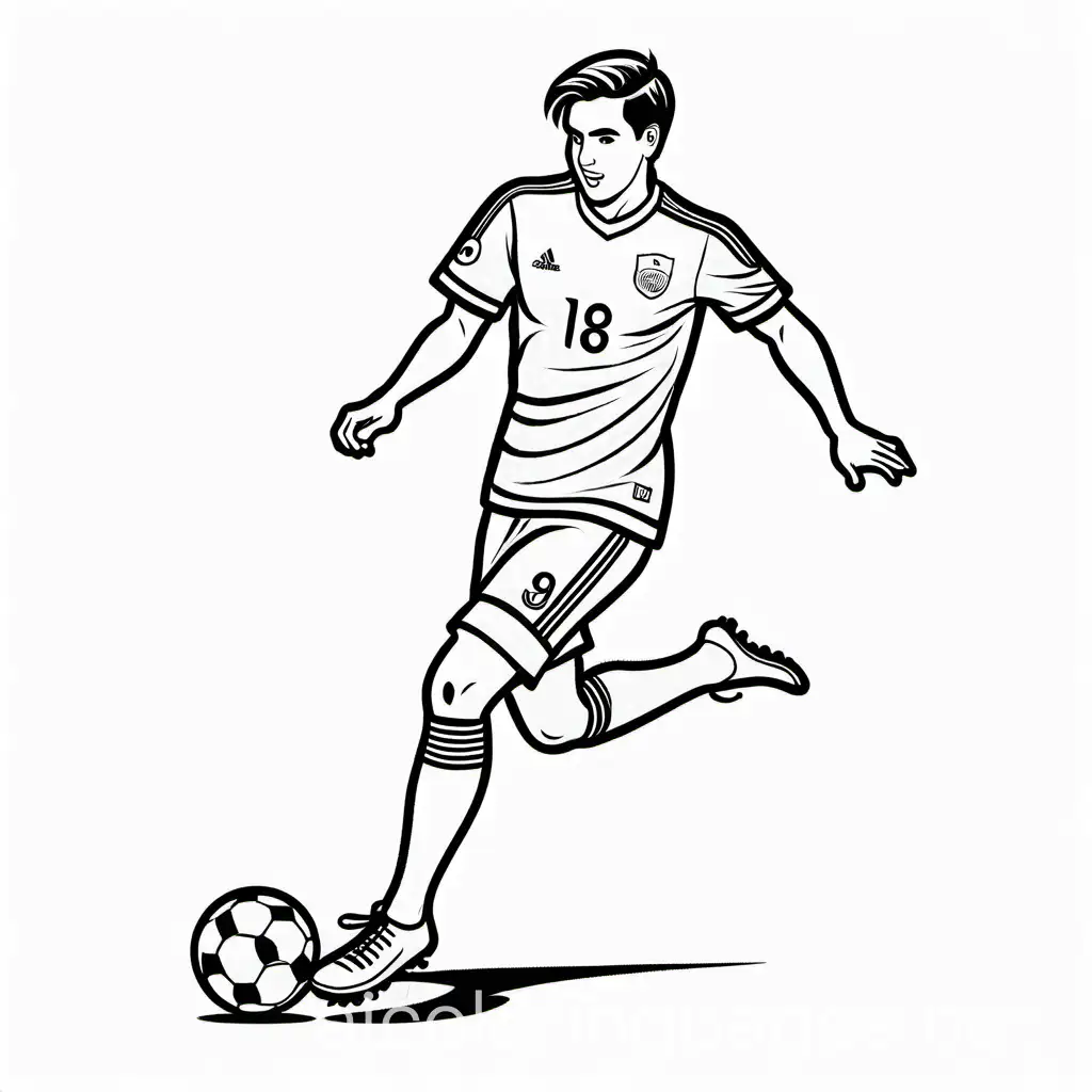 Childrens-Coloring-Page-of-a-Soccer-Player-Kicking-a-Ball