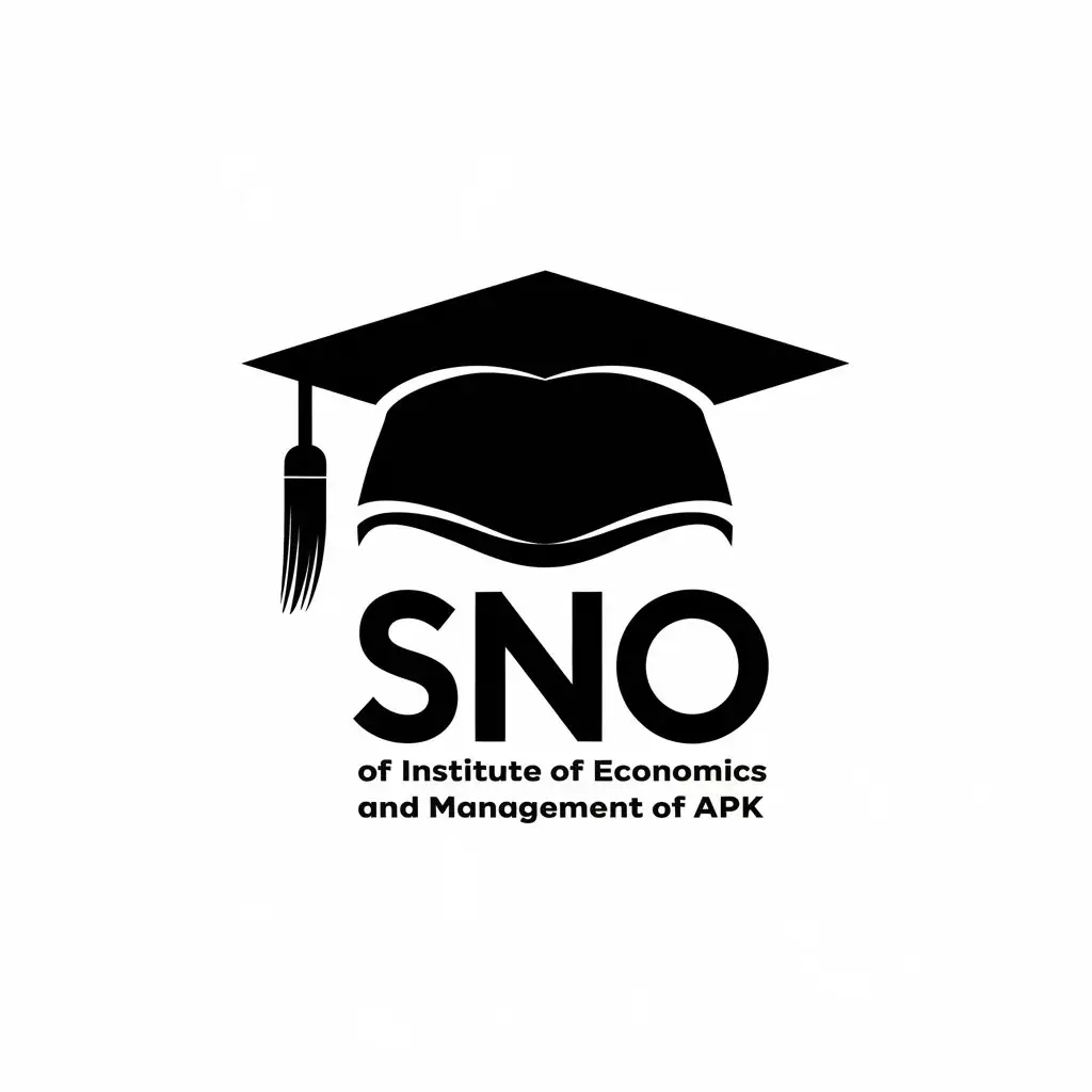 a vector logo design,with the text "SNO of Institute of Economics and Management of APK", main symbol:Bachelor cap brush to the left,Moderate,clear background