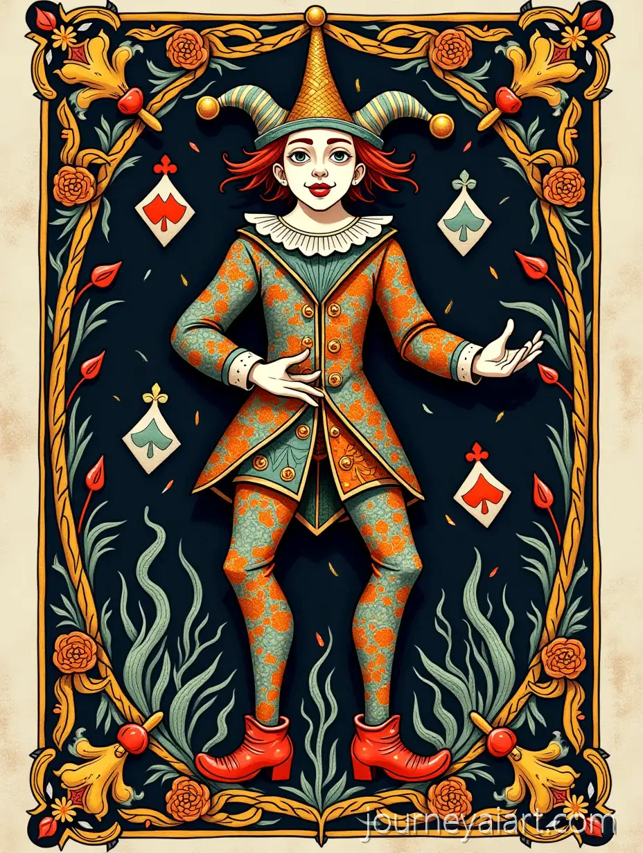MerovingianStyle-Playing-Card-Joker-with-Celtic-Knot-Patterns-and-Juggling-Symbols