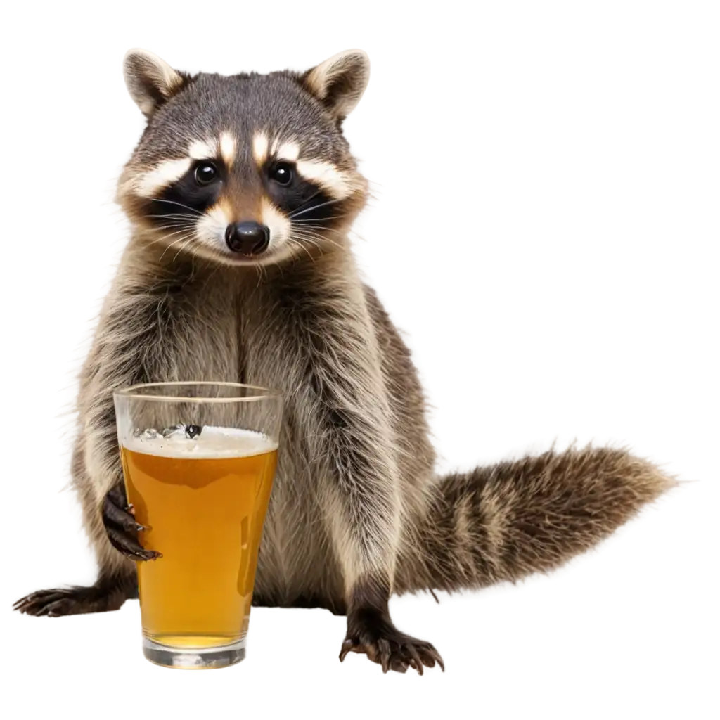 racoon drinking beer