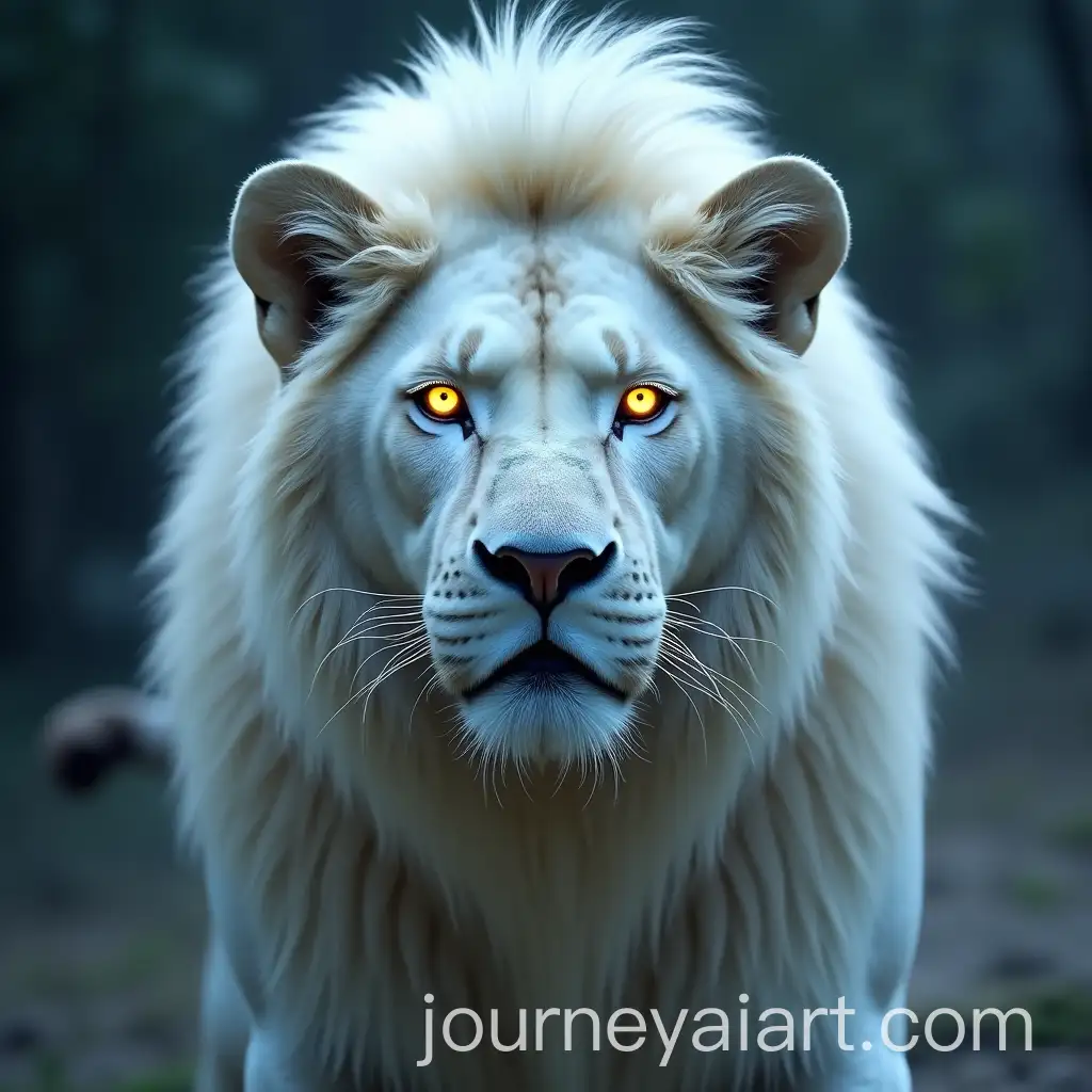 Magnificent-Albino-Lion-with-Glowing-Eyes