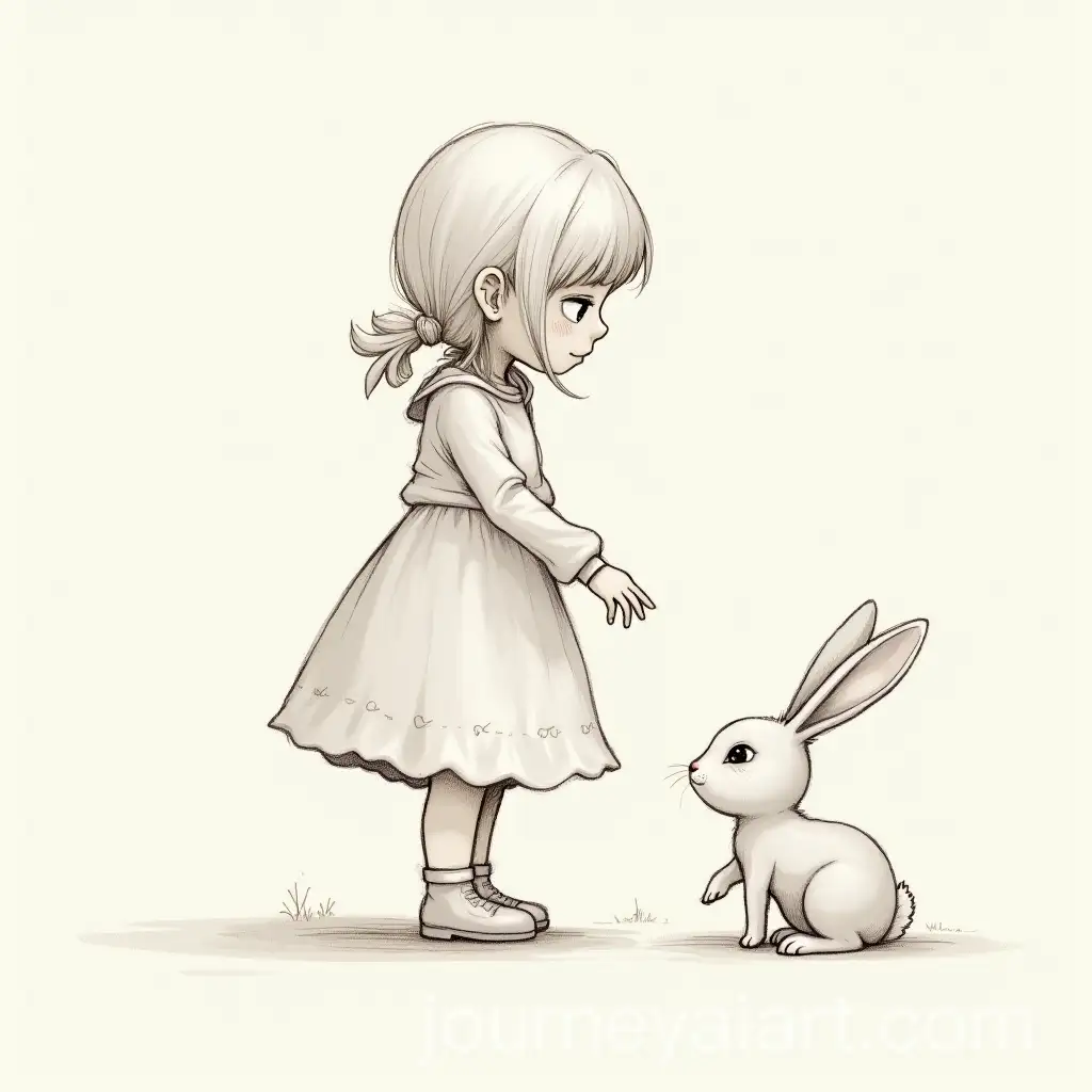Girl-Sketching-with-Bunny-in-Natural-Setting