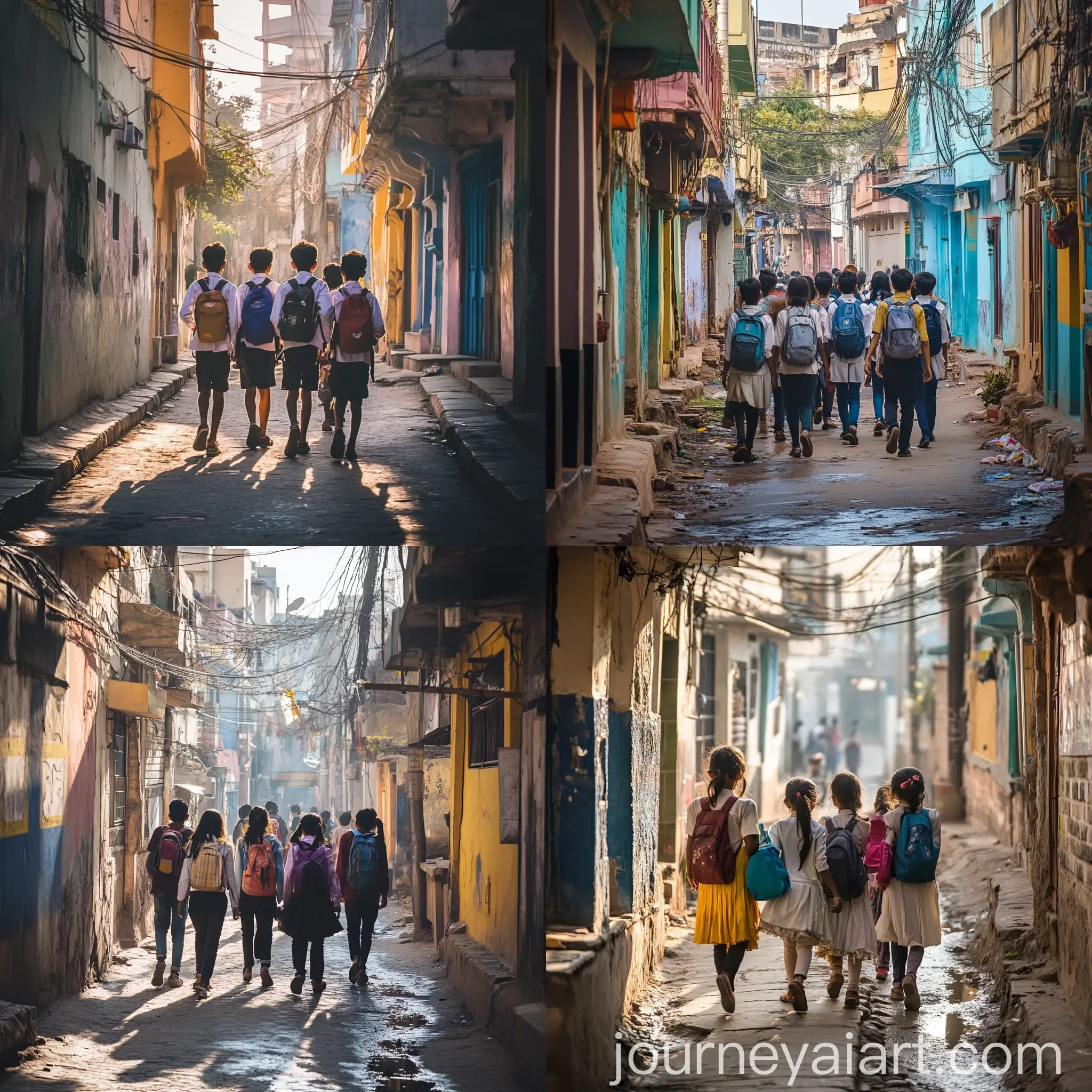 School-Friends-Walking-on-Narrow-Streets-of-India