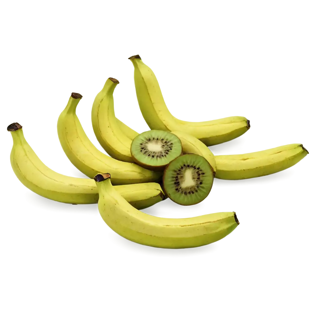 kiwi fruit produce a vector image of a bunch of bananas create illustration of bunch og kiwies creating a sense of deth and dimension with soft colors and a worn texture floating in a surrealist dreamscape