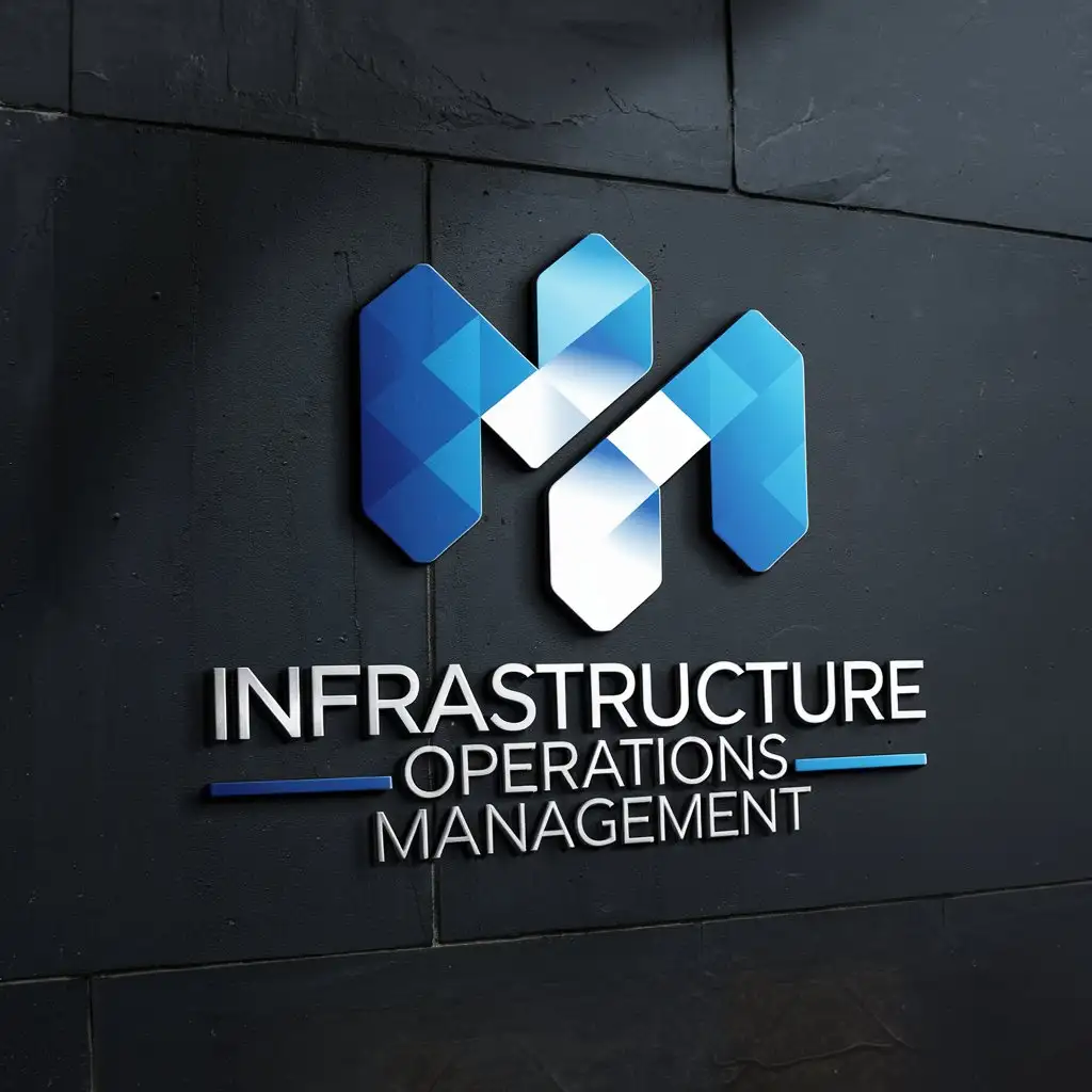 LOGO Design for Infrastructure Operations Management Modern Blue White with Abstract Shapes and Infrastructure Icons