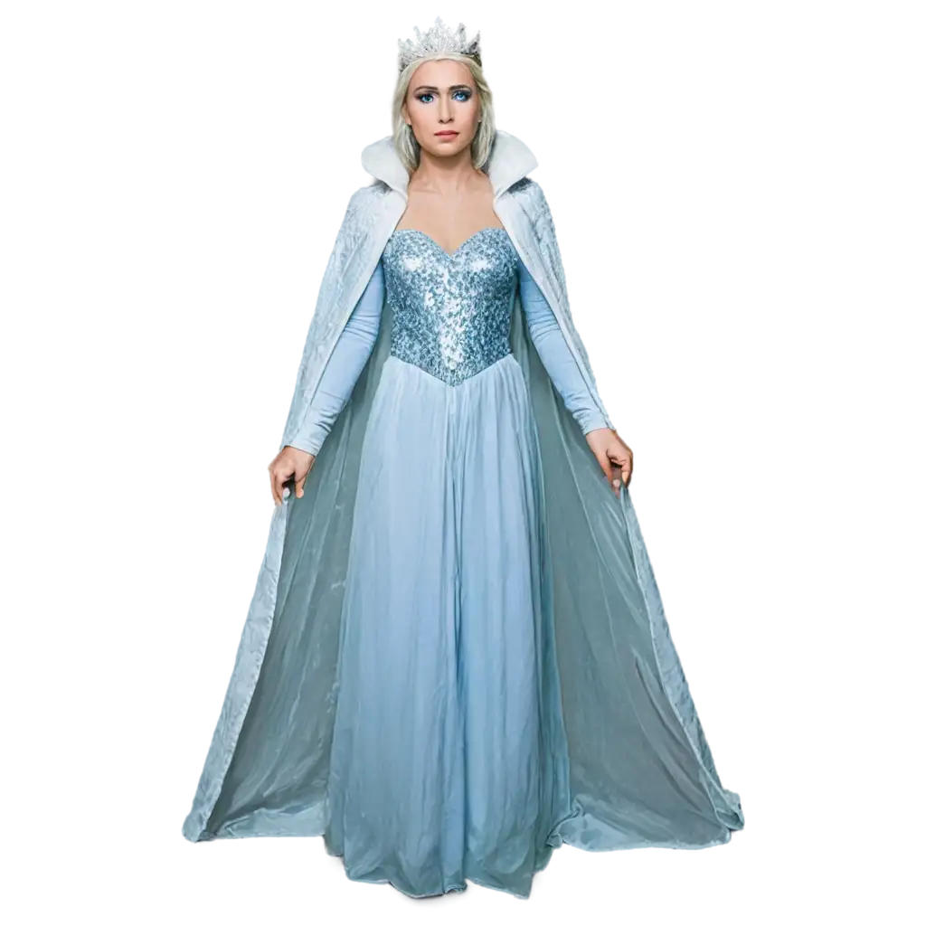 A woman dressed as a snow queen