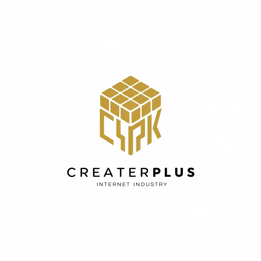 LOGO-Design-for-CreaterPlus-Minimalist-Rubiks-Cube-and-Gold-Coins-with-CYK-Color-Scheme-for-Internet-Industry