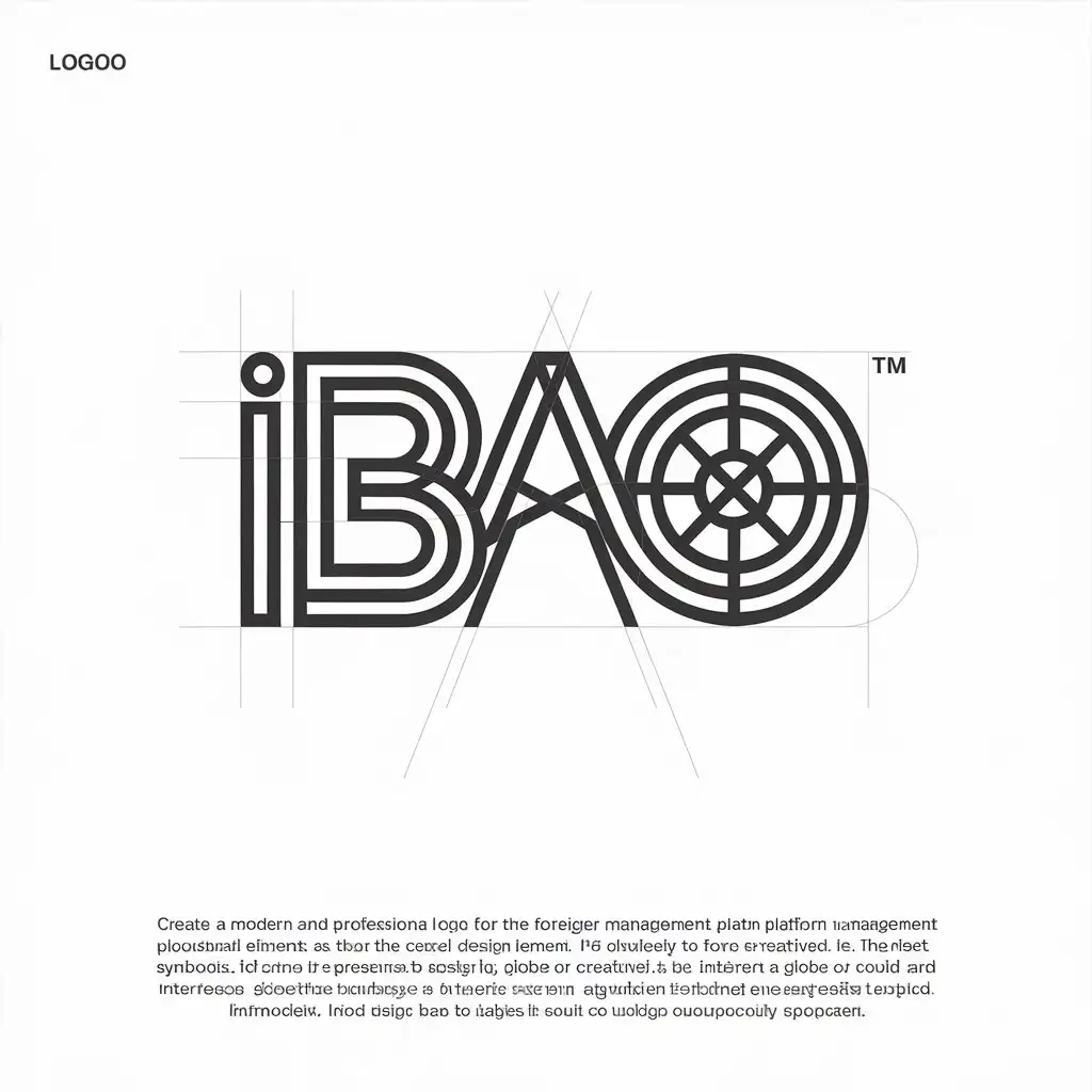 LOGO Design for IBAOBO Modern Geometric Lettering with Global Connectivity Symbols