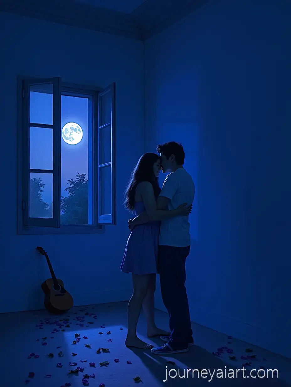 Couple-Embracing-in-Moonlit-Room-withCouple-in-reflective-embrace-Symbolic-Elements-of-Love-and-Nostalgia