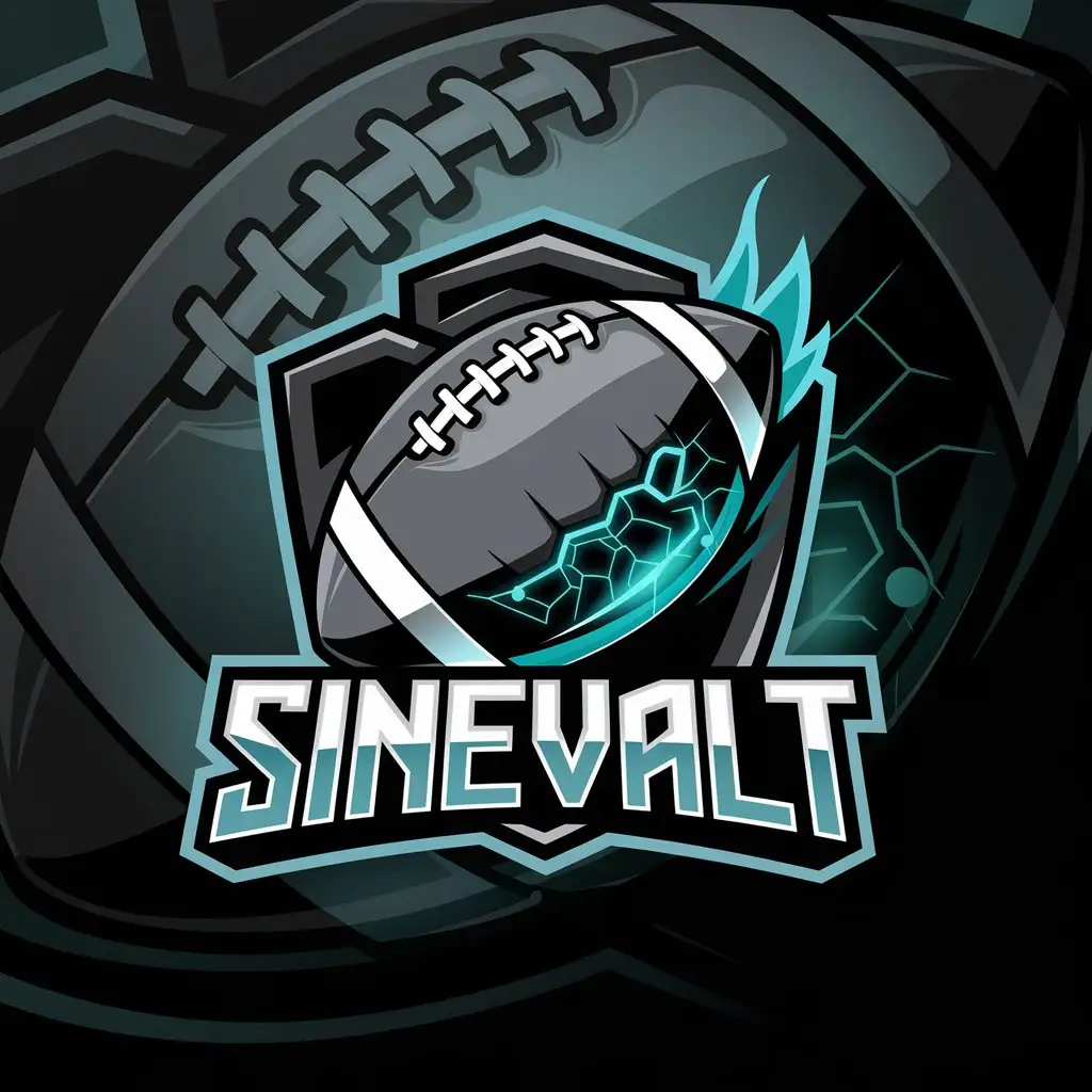 LOGO Design for Sinevalt Futuristic Football with Neon Cracks Shield Flame Theme