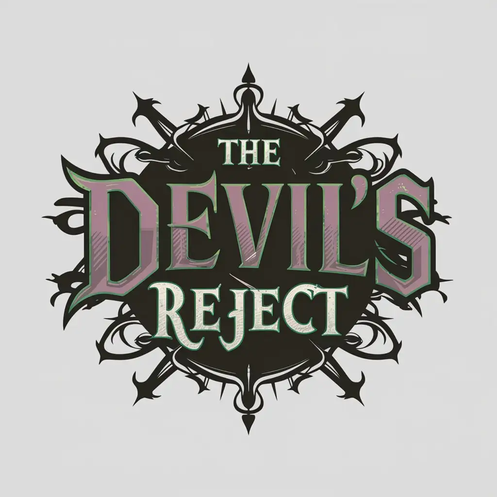 LOGO Design for The Devils Reject Gothic Purple Green with Complex Black Motif