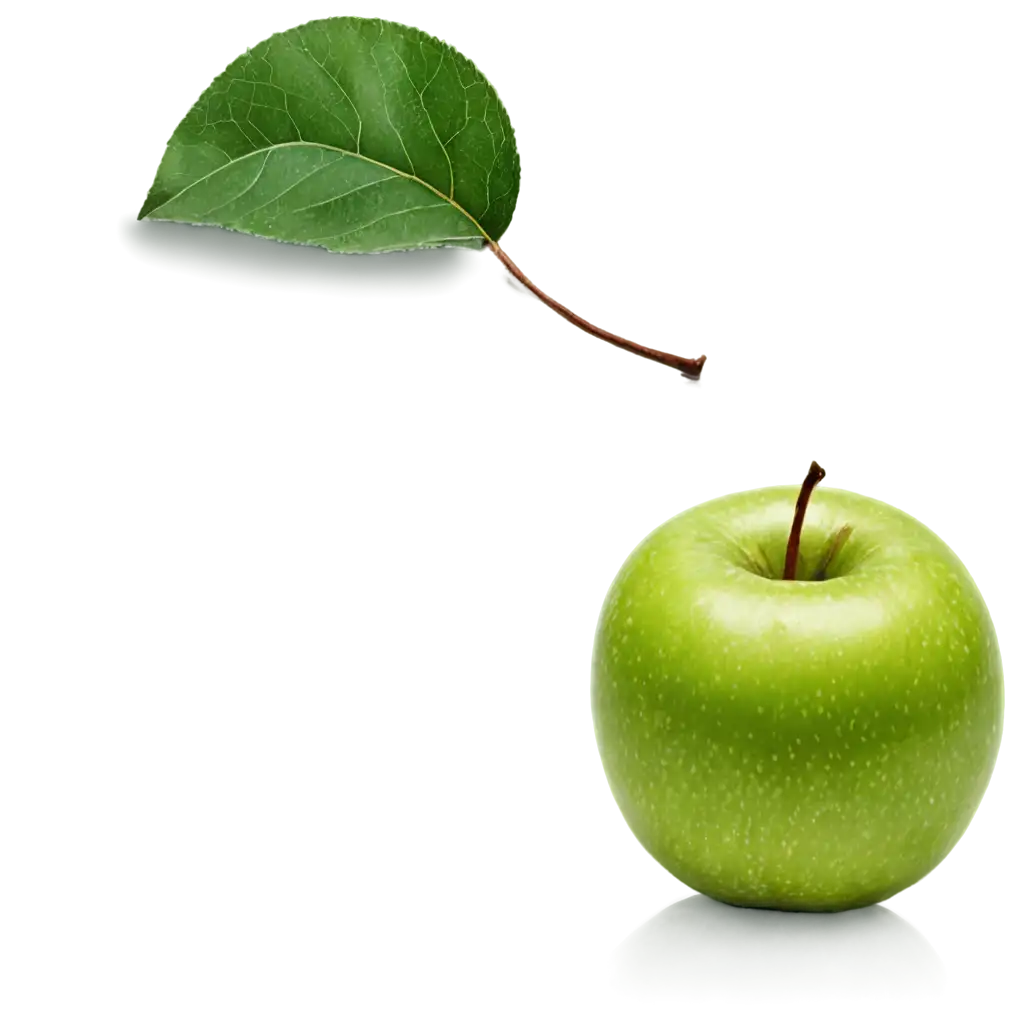 Green-Apple-with-a-Leaf-PNG-Fresh-and-Crisp-Image-of-Natures-Bounty