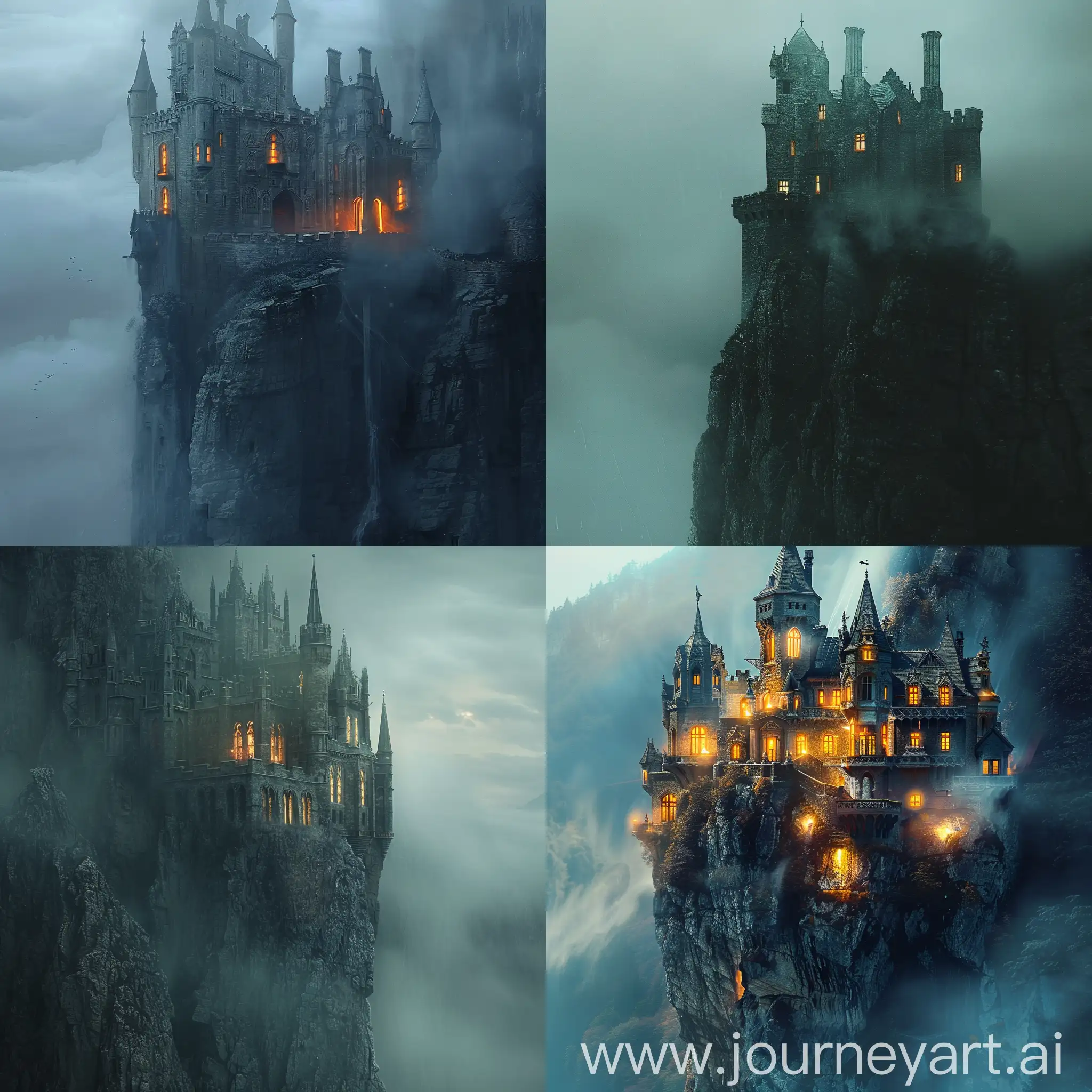 Misty-Castle-on-Cliff-with-Glowing-Windows