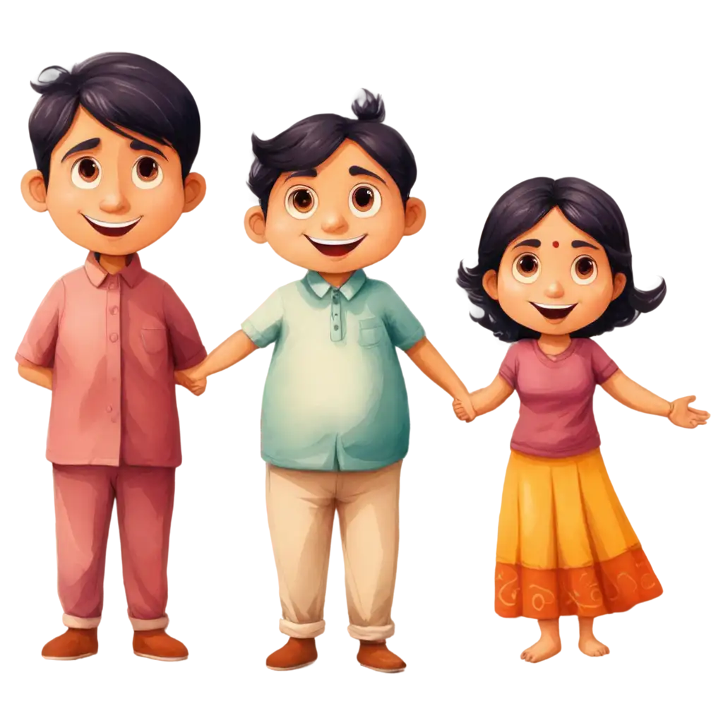 Happy-Hindu-Family-Cartoon-PNG-Vibrant-Family-Illustration-for-Creative-Projects