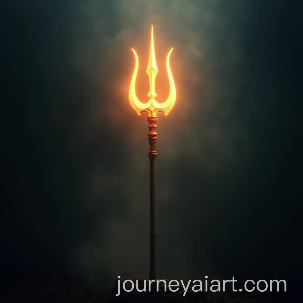 Divine-Trishul-Glowing-in-Misty-Atmosphere