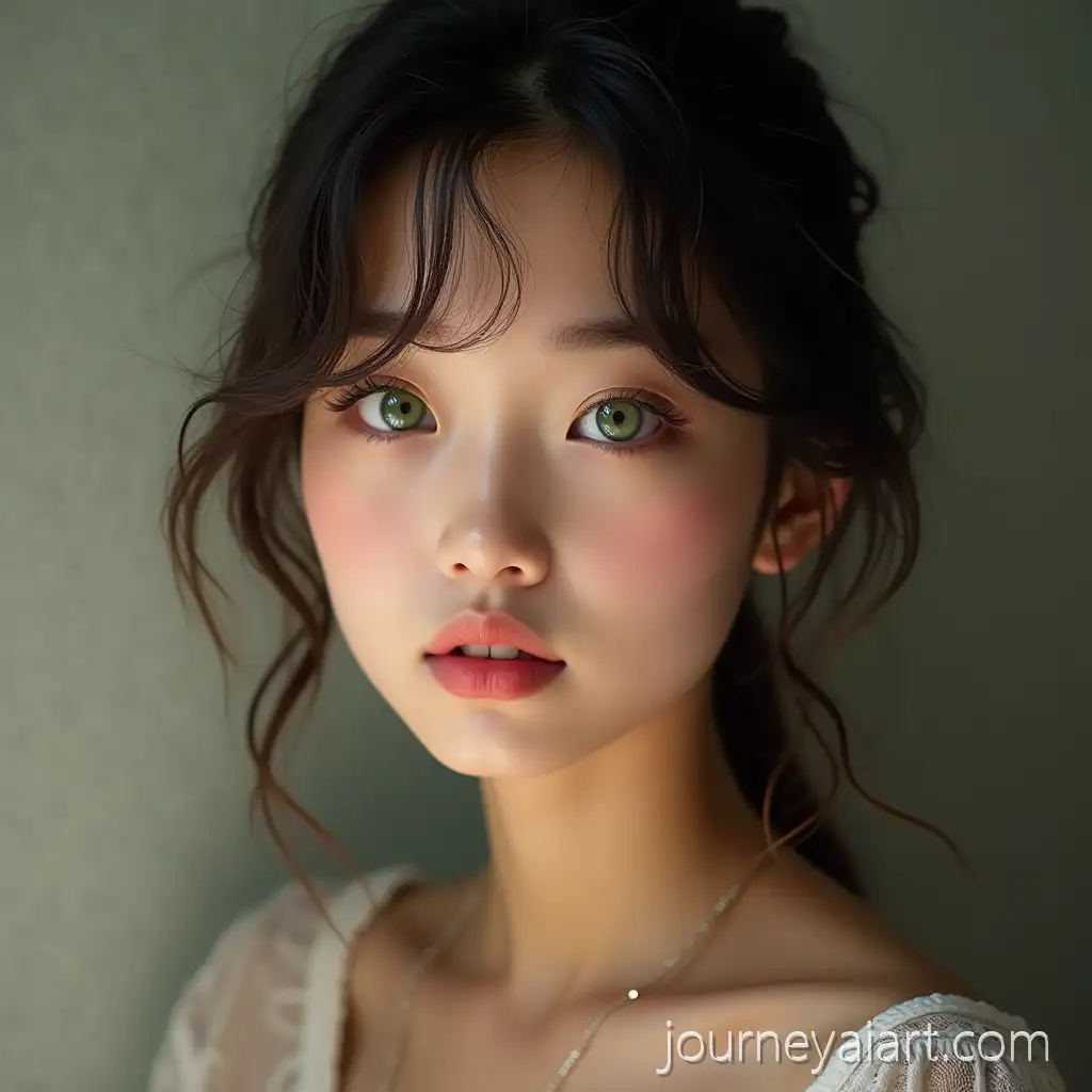 Cute-Asian-Blonde-Girl-with-Green-Eyes-in-Charming-Portrait