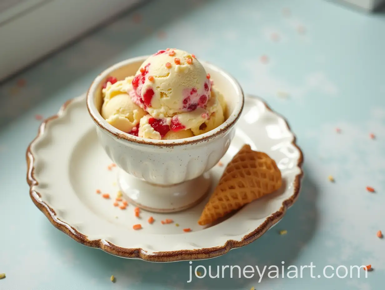 Bright-Ice-Cream-Cone-with-Rocky-Texture-in-Vibrant-Colors