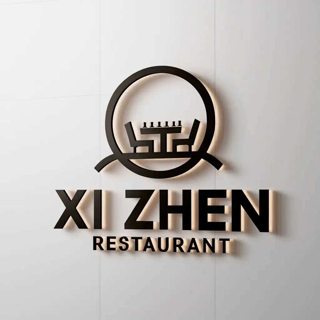 a logo design,with the text "Xi Zhen", main symbol:Xi Zhen,Moderate,be used in Restaurant industry,clear background