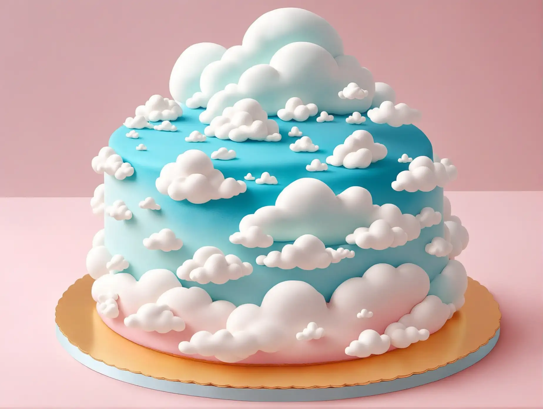 Dreamy Cloud Cake Floating in Pastel Skies