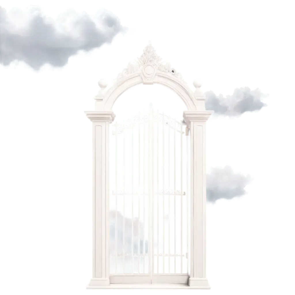 3D-Tall-White-Gate-in-Alternate-Universe-PNG-Image-with-Motion-Effects-Paradise-Clouds-and-Cosmic-Elements