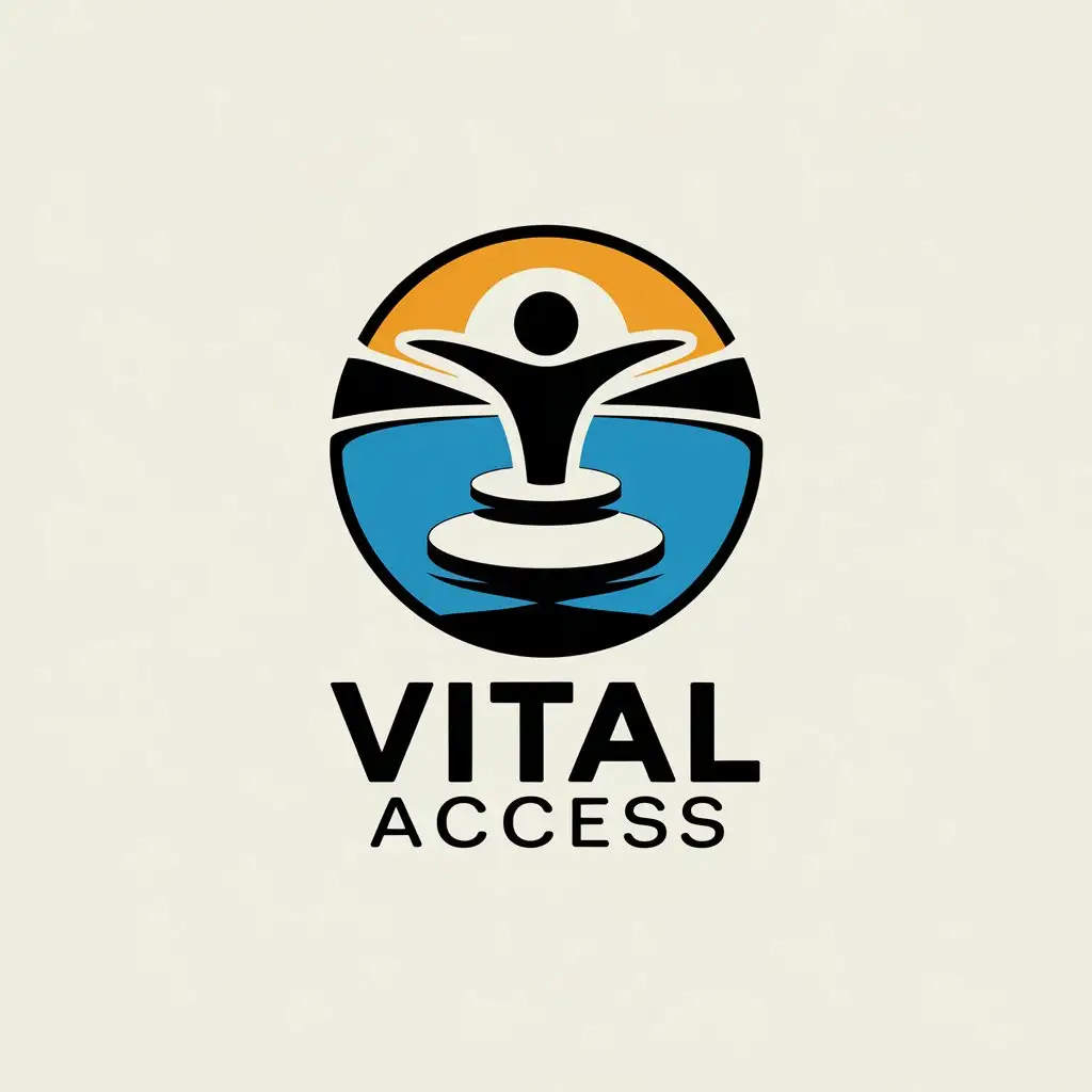 a vector logo design,with the text "vital access", main symbol:Hints at accessibility and improving physical fitness.,Moderate,clear background