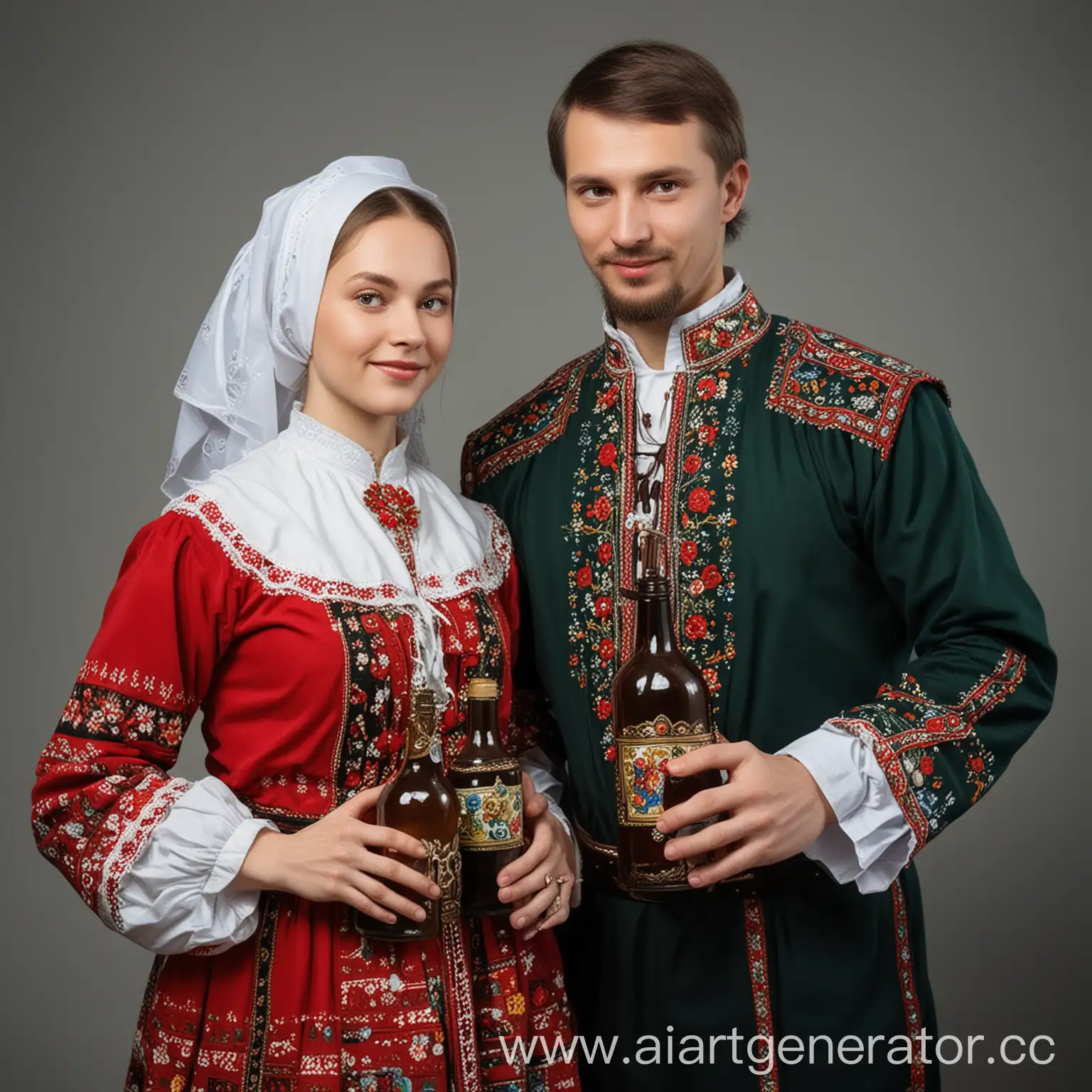 Russian-Folk-Costume-Couple-with-Bottle