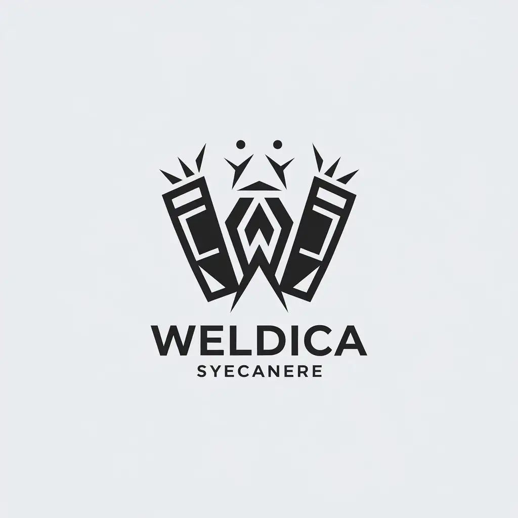 LOGO Design for Weldica Minimalistic Black and White Welding AI Startup Theme