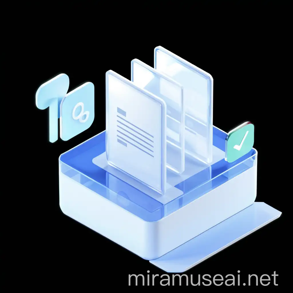 Transparent Frosted Glass Message Icon in Isometric UI Design