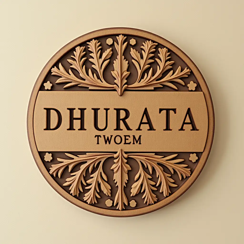 create a logo for a gift shop, the name of the shop is DHURATA TWOEM, the shop sells personalized gifts made of wood made with co2 laser