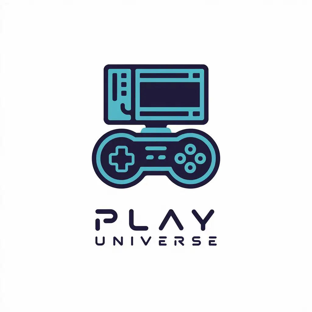 LOGO Design for Play Universe Vector Logo for Gaming Store with Consoles PCs and Game Sales Theme