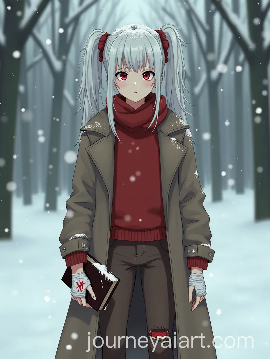 Girl-with-Torn-Clothes-Holding-Book-in-Frozen-Forest