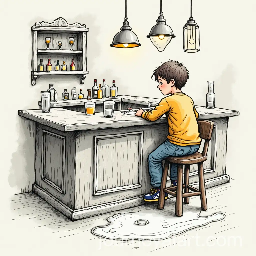 Boy-Slipping-on-Water-Puddle-at-a-Bar