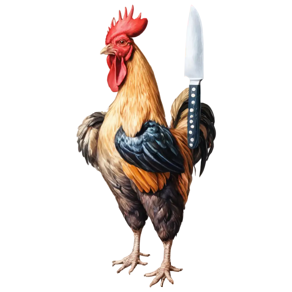 Dynamic-Rooster-with-Knives-PNG-Image-Unleashing-Creative-Energy