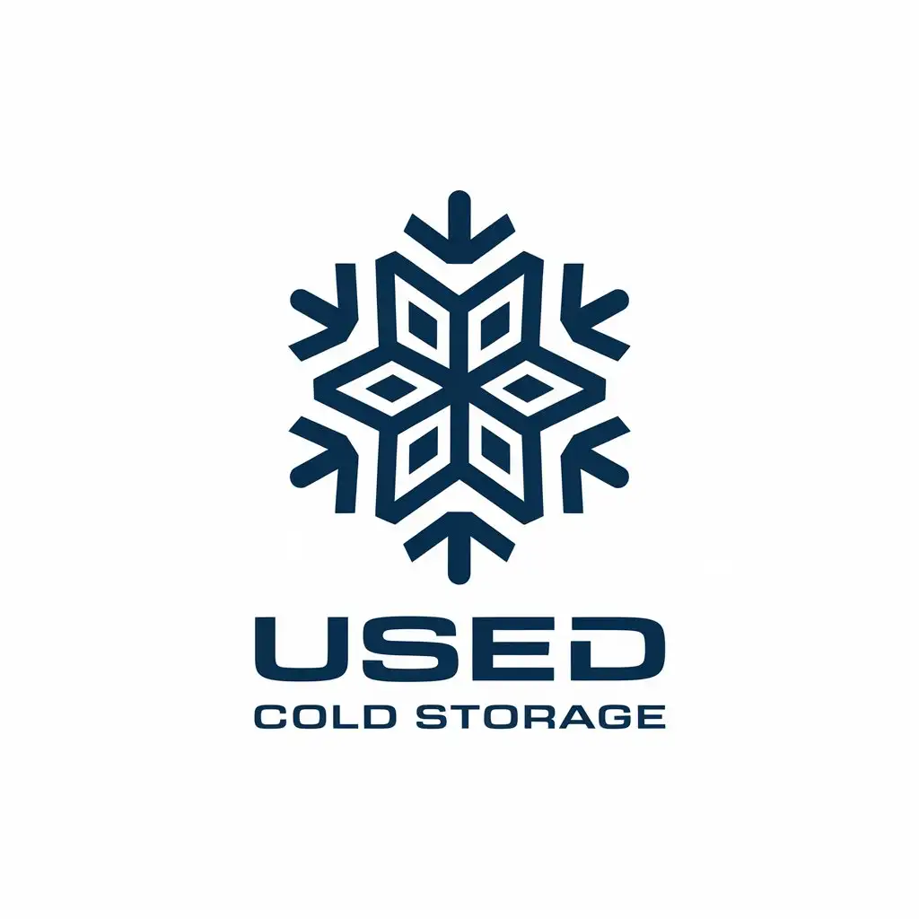 a vector logo design,with the text "used cold storage", main symbol:snowflake,Moderate,be used in Technology industry,clear background