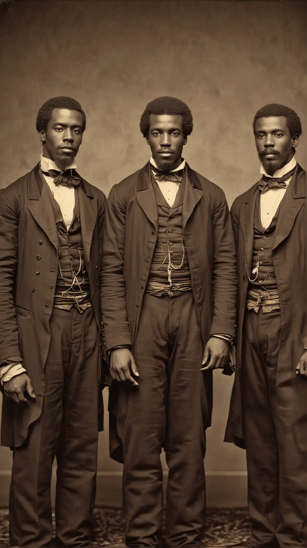 Three Handsome Black Men in 19th Century Attire