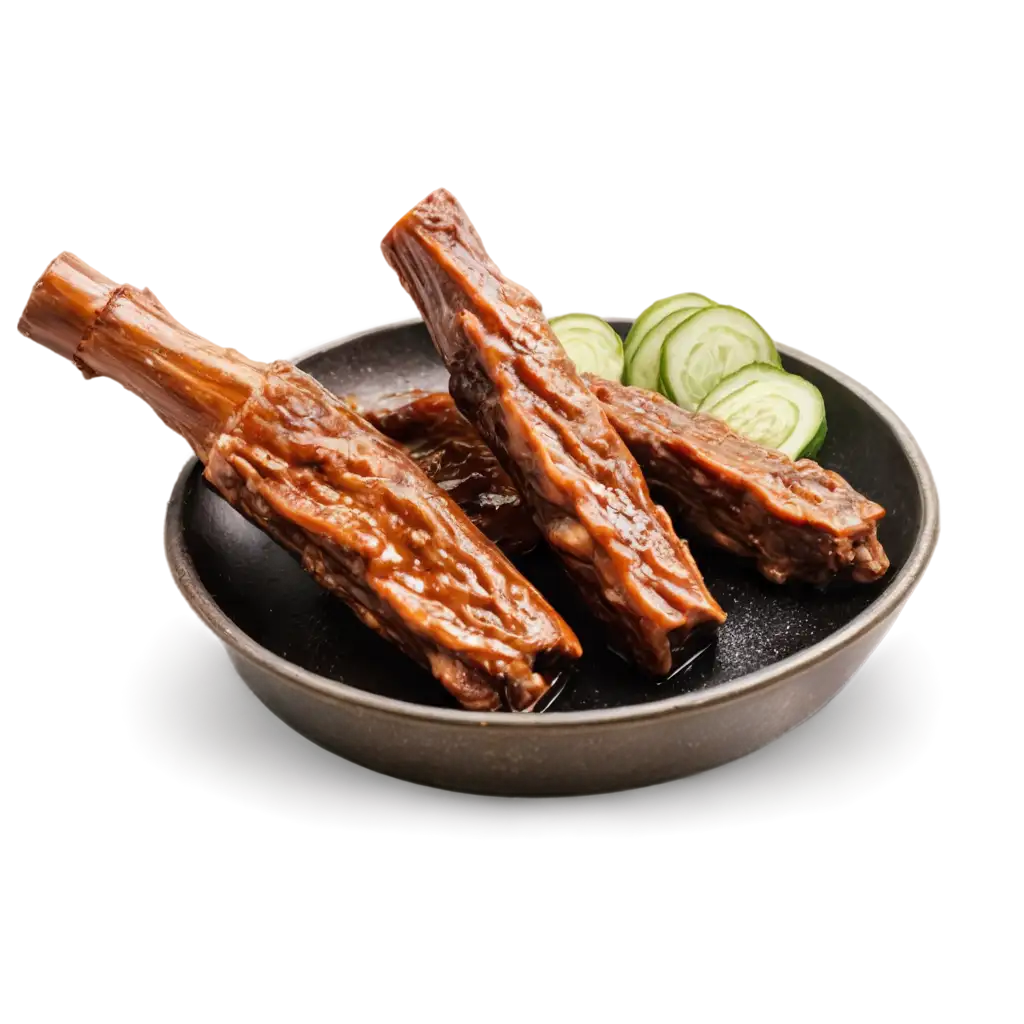 Flattened-Cow-Ribs-on-a-Mortar-with-Kemangi-Lalapan-and-Cucumber-PNG-Image-A-Rich-Culinary-and-Cultural-Visual-Representation