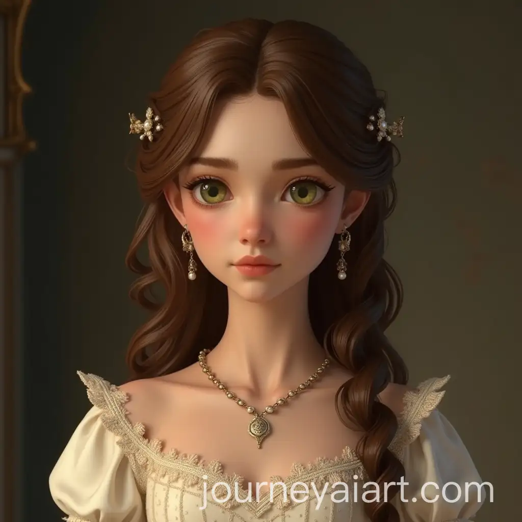 Medieval-RPG-Character-from-House-Tyrell-in-Ivory-Silk-Dress