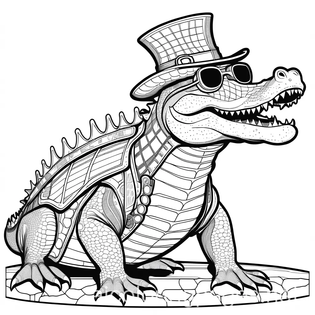 Steampunk-Alligator-Coloring-Page-for-Kids