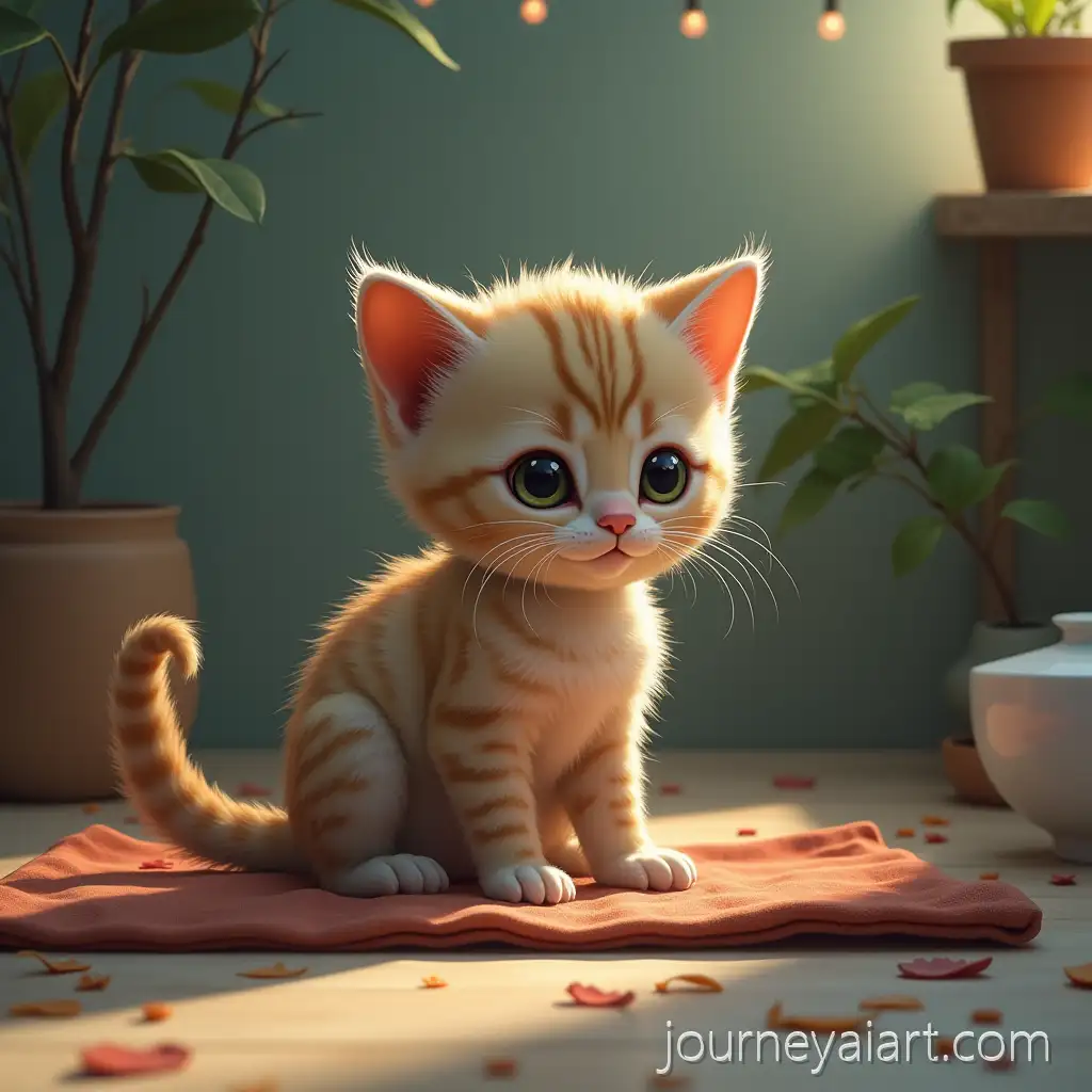 Rescued-Kitten-Cuddled-in-a-Quilt-by-a-Kind-Girl-Indoors