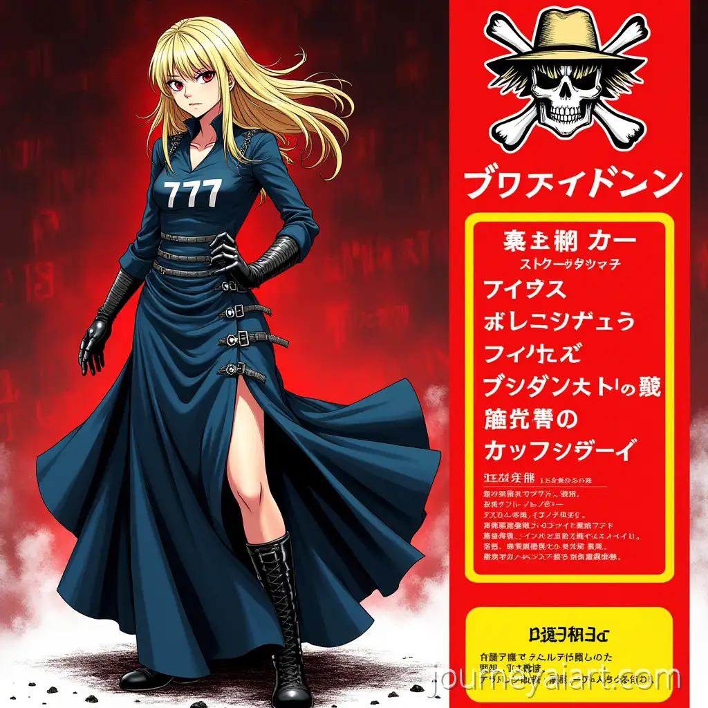 Blonde-Woman-in-MilitaryInspired-Dark-Blue-Dress-withBlonde-woman-in-hunter-x-hunter-style-Bold-Japanese-Elements