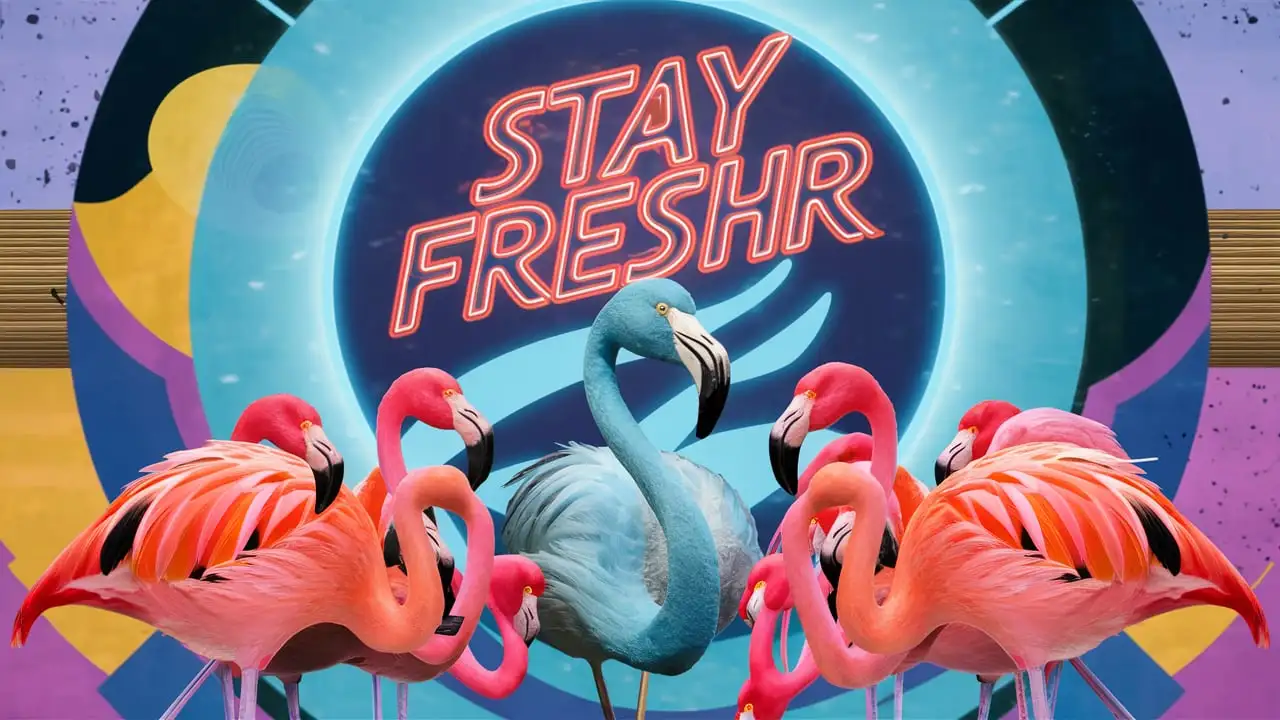 Modern Neon Flamingo Art with Stay FresHR Typography