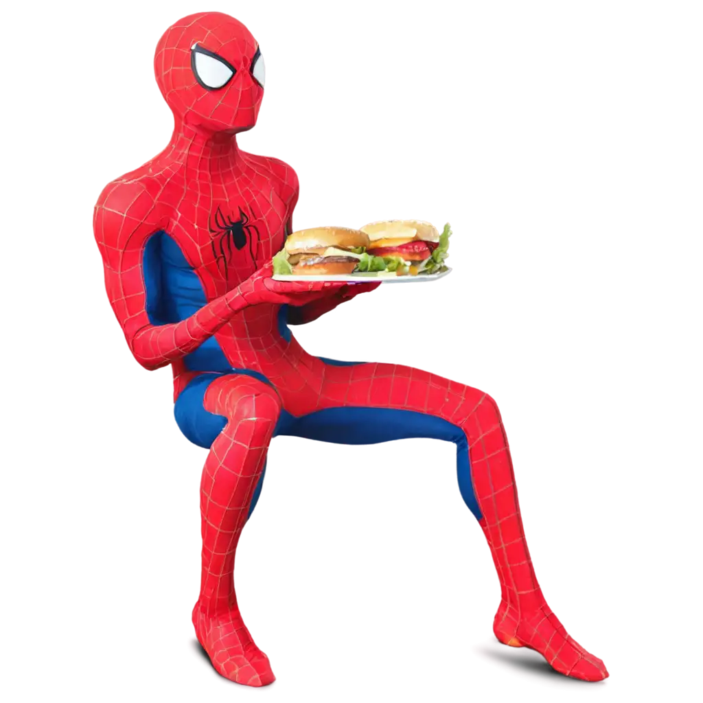 Stunning-Spiderman-PNG-Enjoying-a-Burger-in-Action