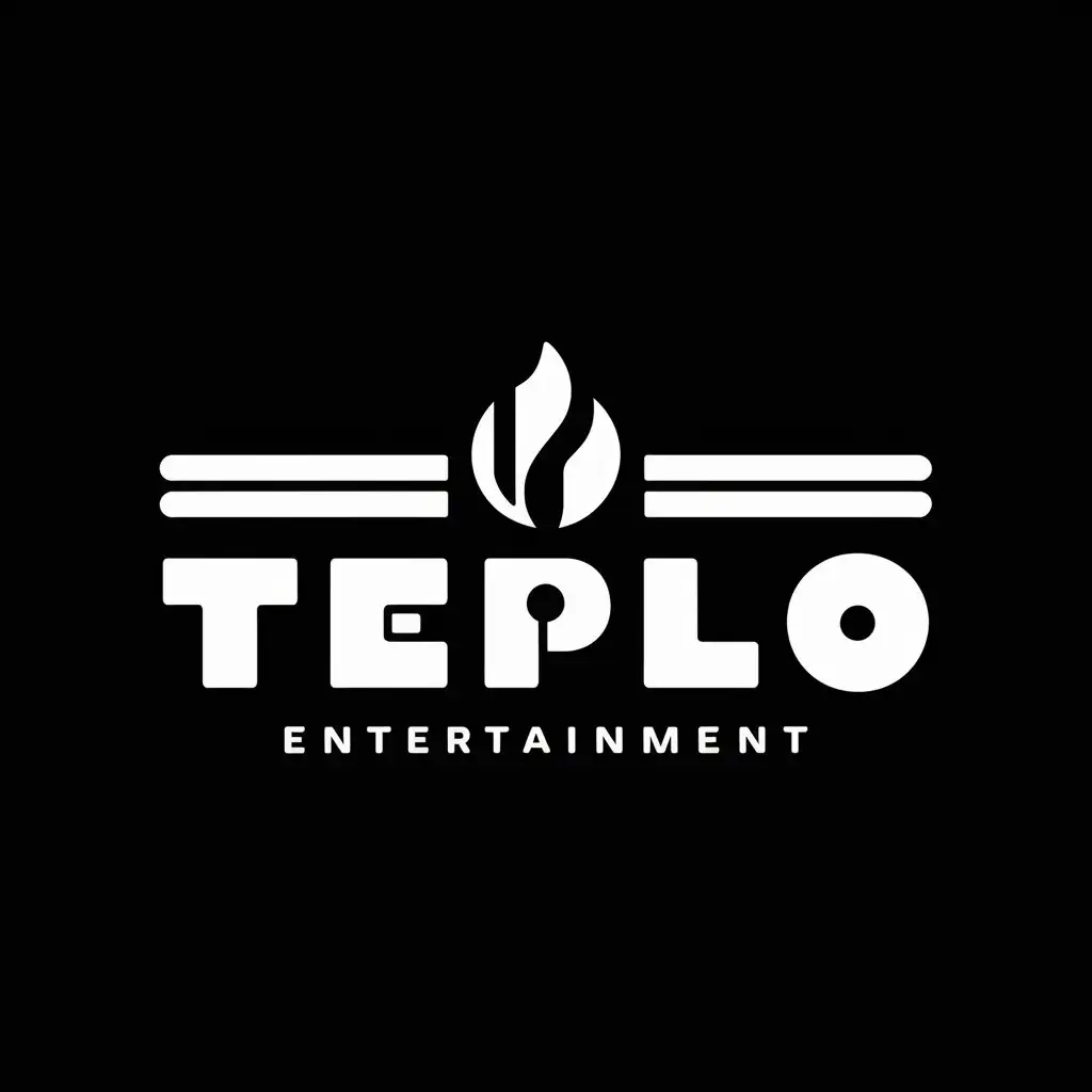 a logo design,with the text "Teplo", main symbol:on a black background in the style characteristic of design from the mid-1970s,Minimalistic,be used in Entertainment industry,clear background