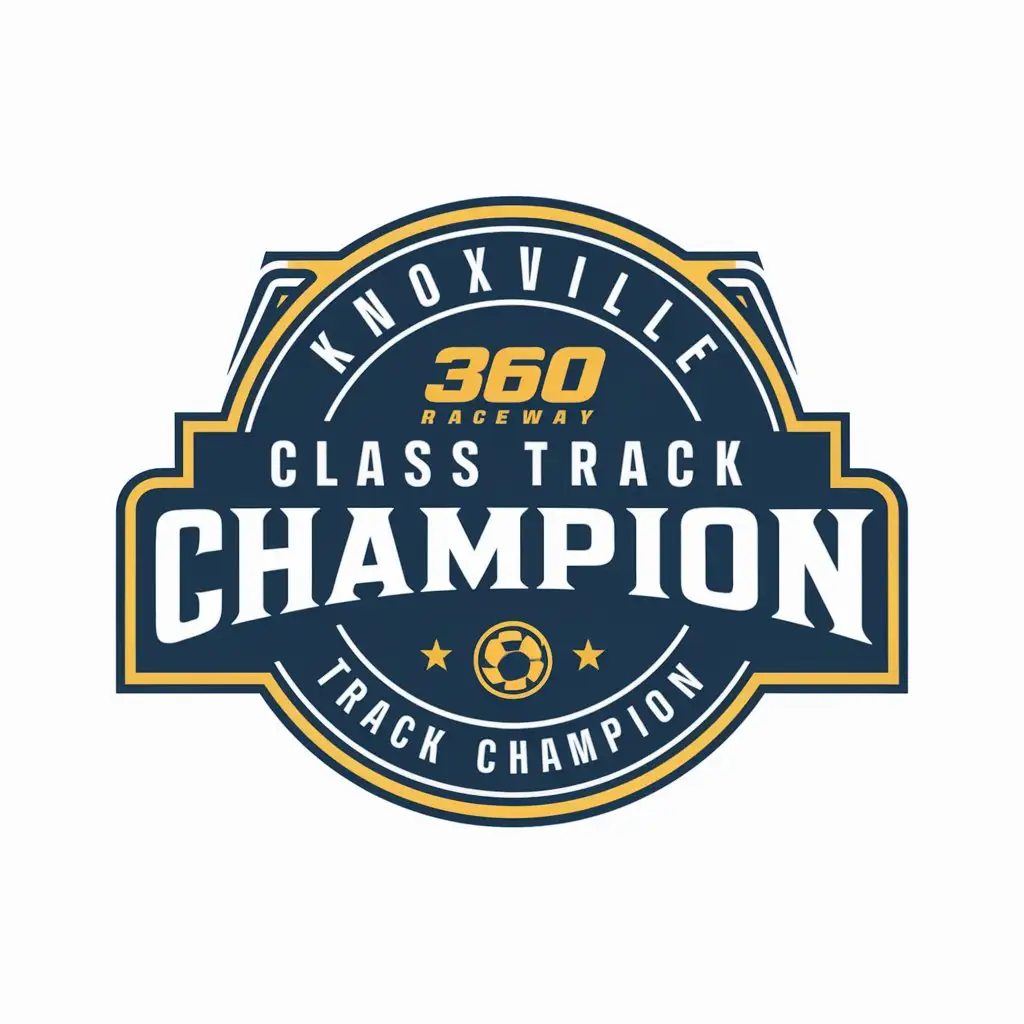 LOGO Design for Knoxville Raceway 360 Class Track Champion Modern Blue and Yellow Racing Theme