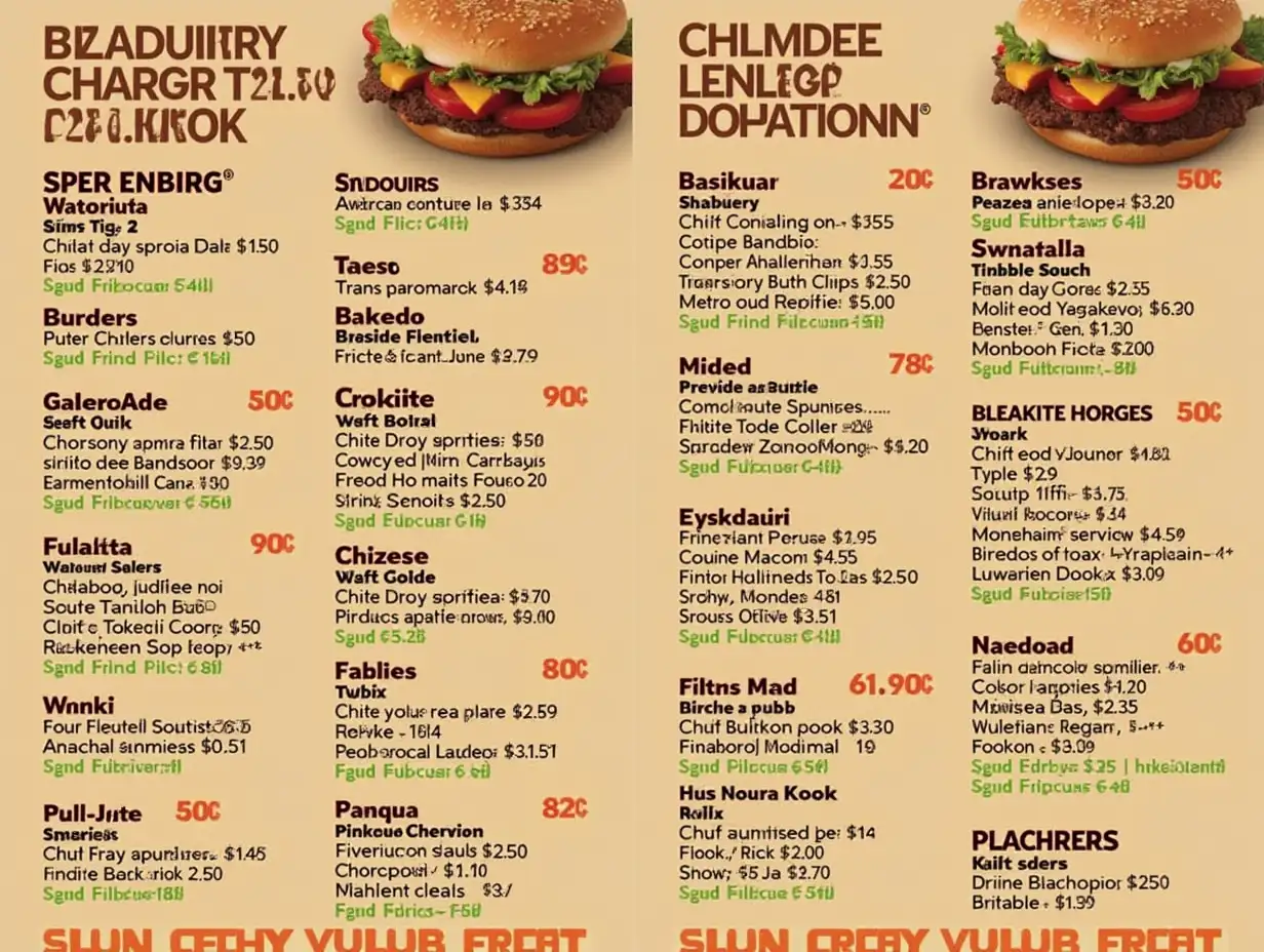 Most delicious fast food menu ever.